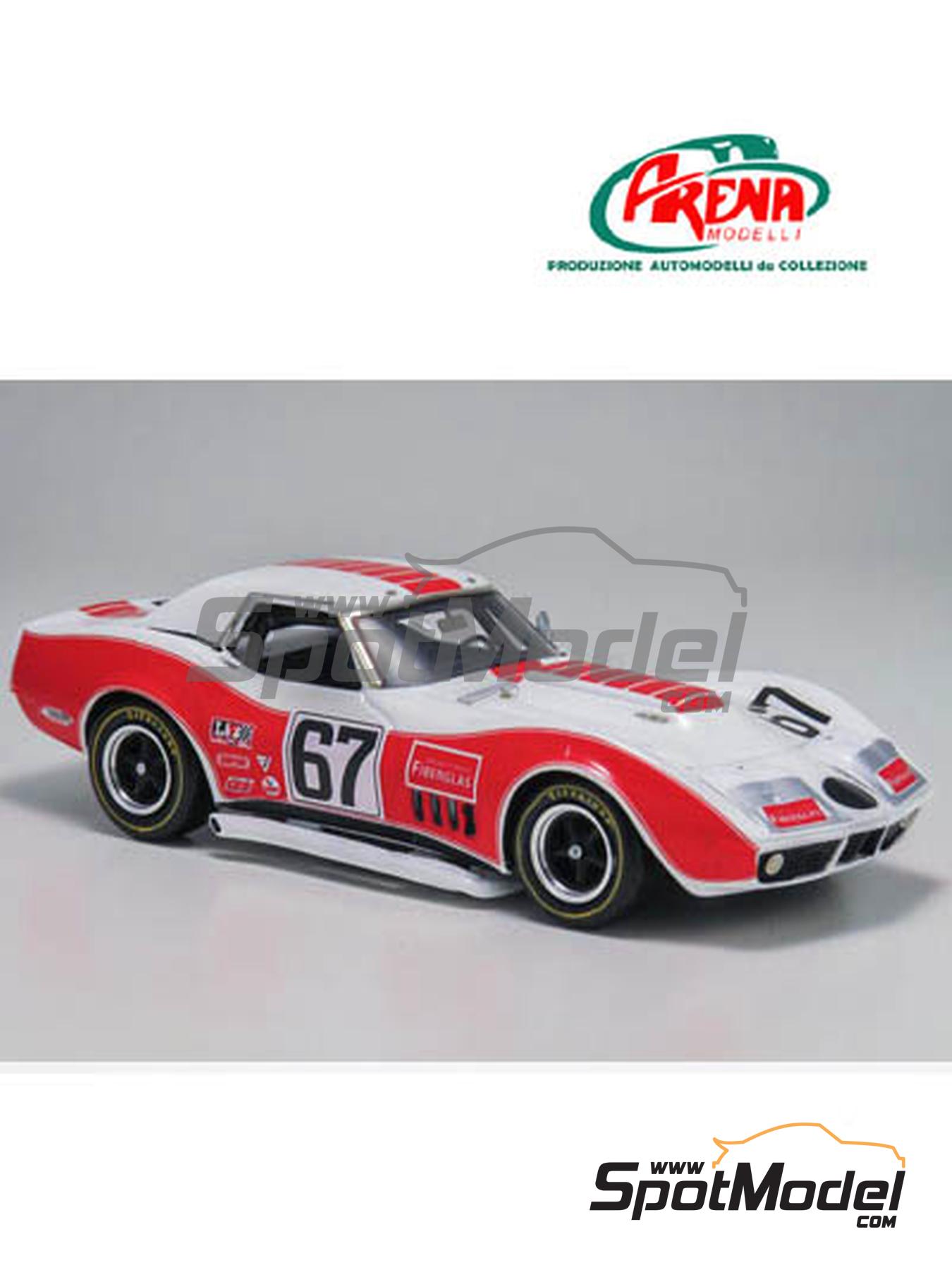 Chevrolet Corvette C3 Owens Corning Team sponsored by Fiberglass 24 Hours of Daytona 1969. Car scale model kit in 1 43 scale manufactured by Arena M